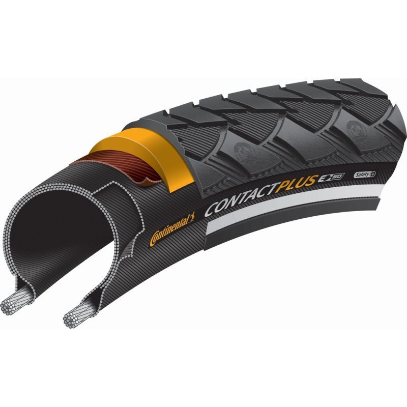 Cubierta Continental Contact Plus 700x28 Reflectante Negro
